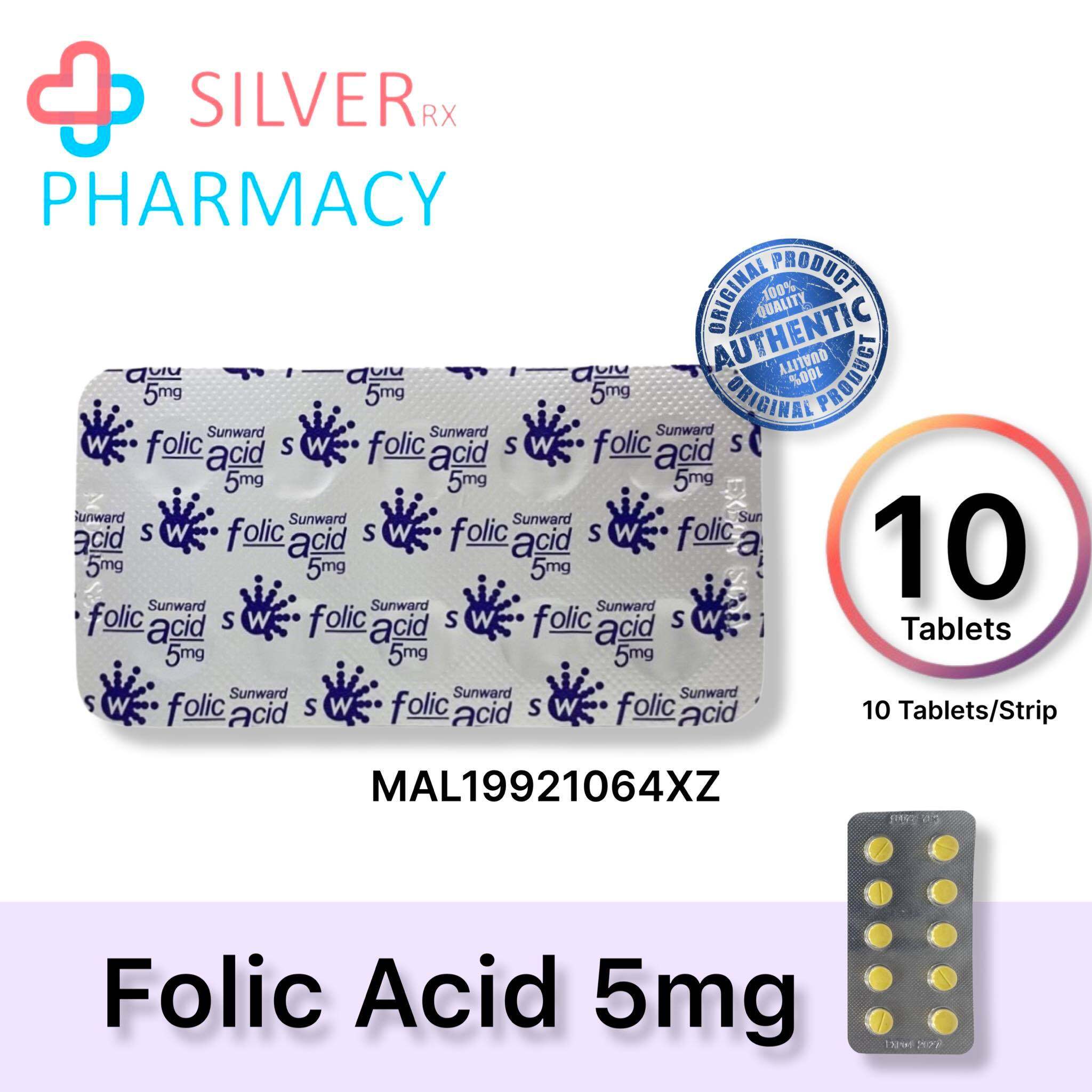 [Exp 04/2027] Sunward Folic Acid 5mg Tablets 10's [叶酸]