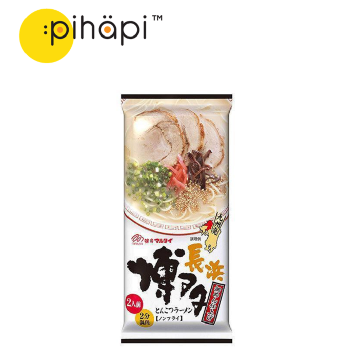 NON-HALAL [IMPORTED FROM JAPAN] Japanese MARUTAI Hakata Nagahama Soy Sauce Broth Ramen (2 servings) / 日本博多长滨风酱油猪骨汤拉面 (2人分) 185G