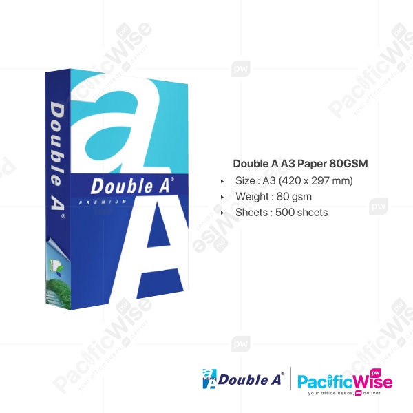 PaperOne/Double A/IK Yellow/A3 Copier Paper/A3 Kertas/(70Gsm/75Gsm/80Gsm)/(500s/Ream) - 1Ream
