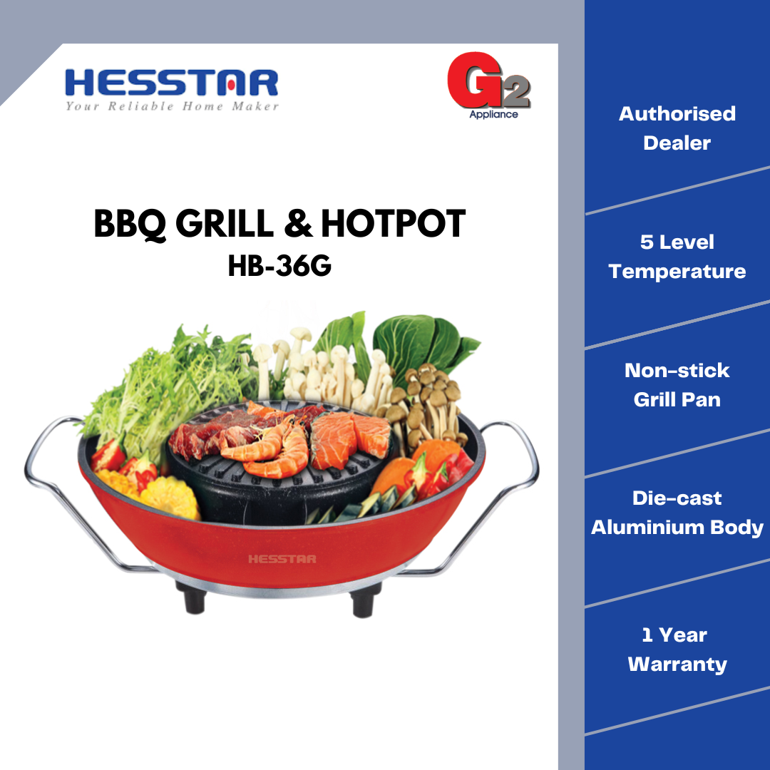 HESSTAR BBQ GRILL WITH HOT POT HB-36G (READY STOCK)