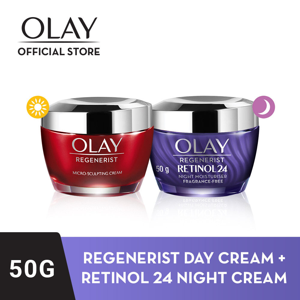 Olay Regenerist RETINOL 24 Night Moisturiser 50g & Micro Sculpting Day Cream 50g