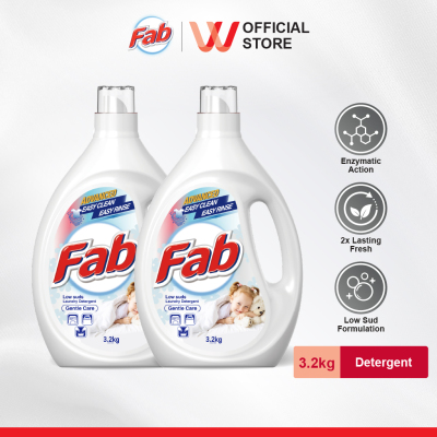 Twin Pack Fab Low Suds Laundry Detergent Gentle Care 32Kg
