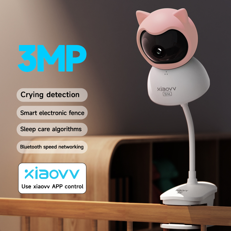 Xiaovv Q2BM Home Baby Monitor 3MP 2.4G Wifi Surveillance Camera with Night Vision Two Way Audio Talk Crying Detection Baby Nanny CCTV Surveillance Camera