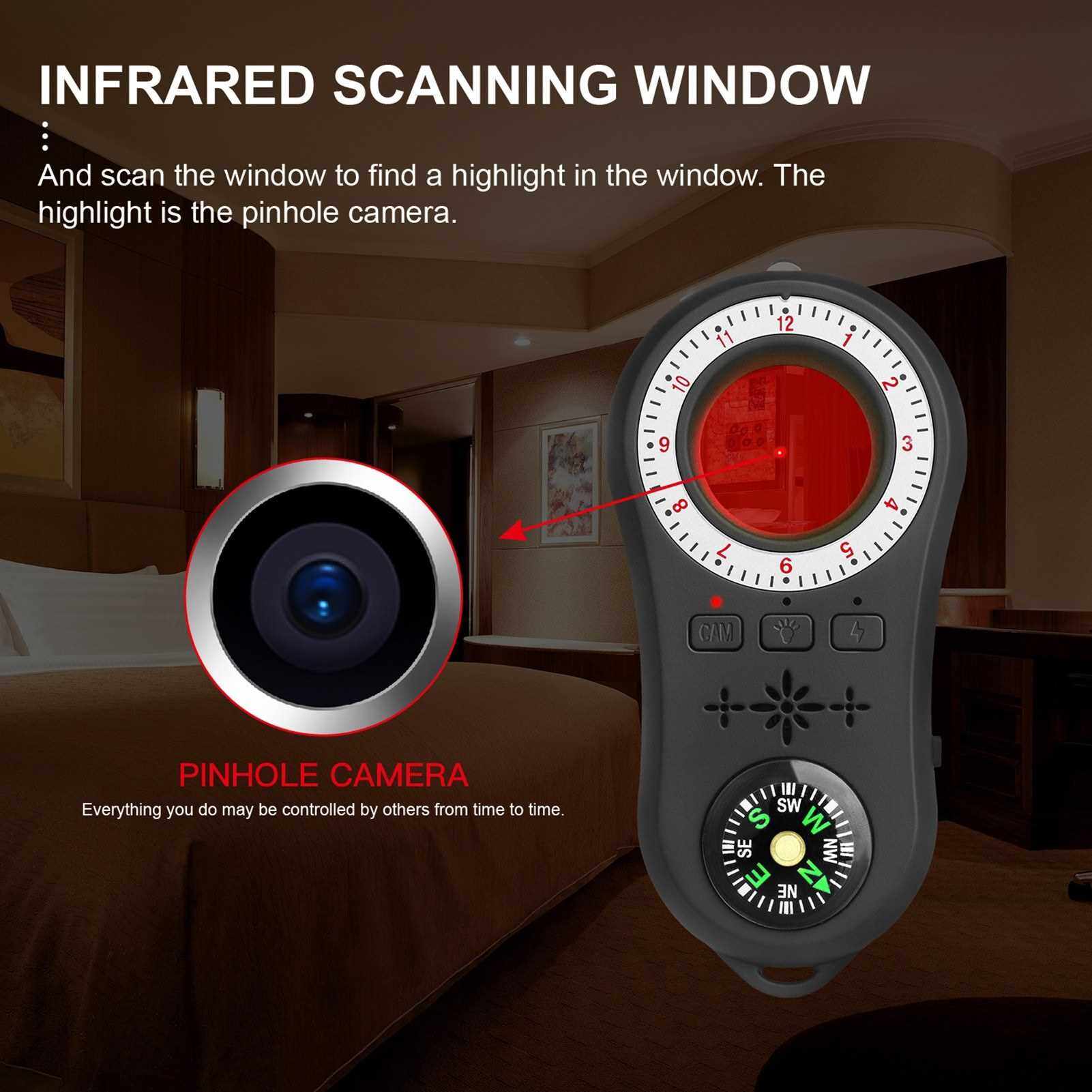 Personal Security Alarm Candid Camera Detector Cameras Infrared Scanner Burglar Alarm Wireless Signal Scanner, Security Motion Vibration Sensor for Travel, Home, Hotels (Blue)