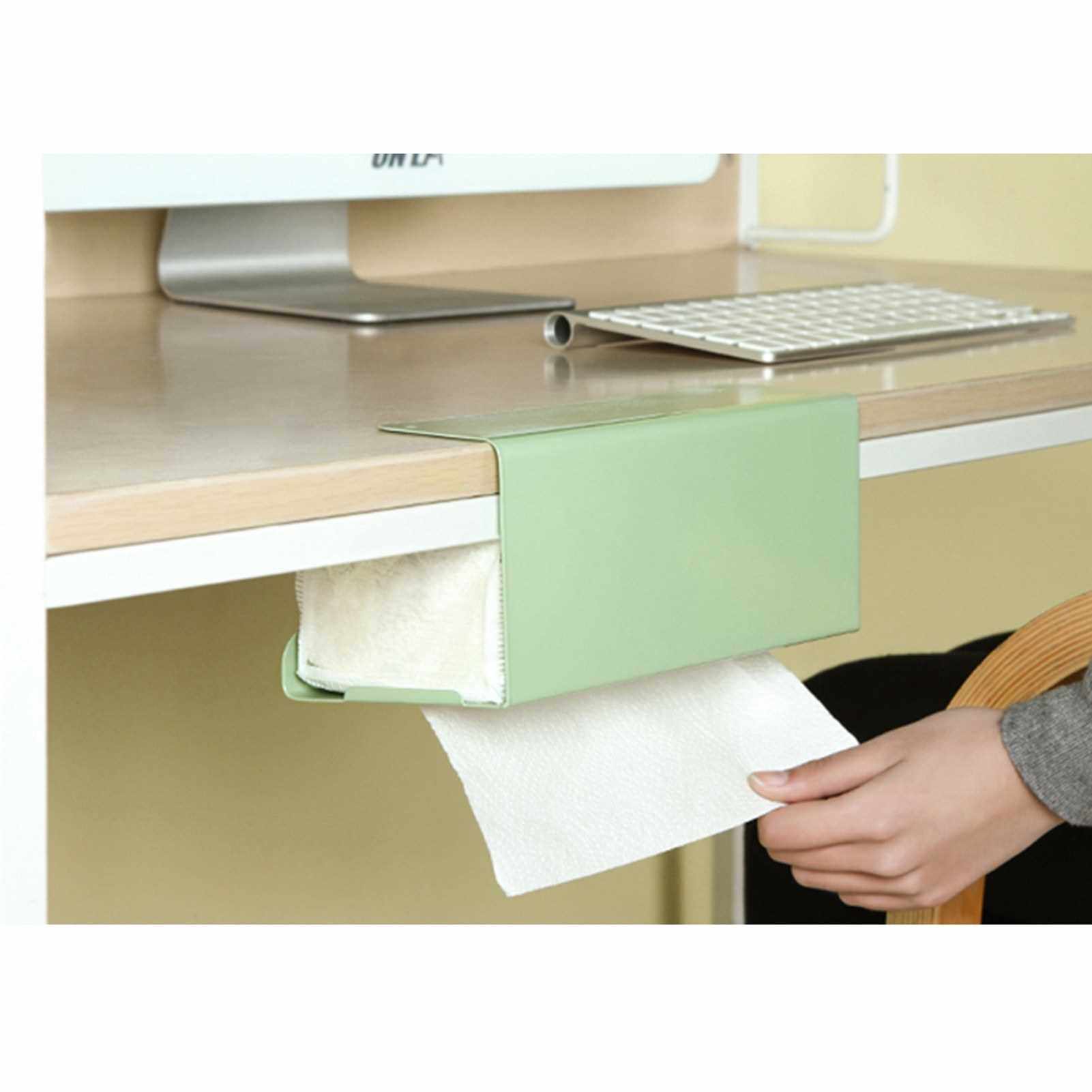 People's Choice Under Cabinet Tissue Box Storage Rack Tissue Holder Paper Towel Holder Paper Towel Rack Kitchen Towel Hanging Case (Green)
