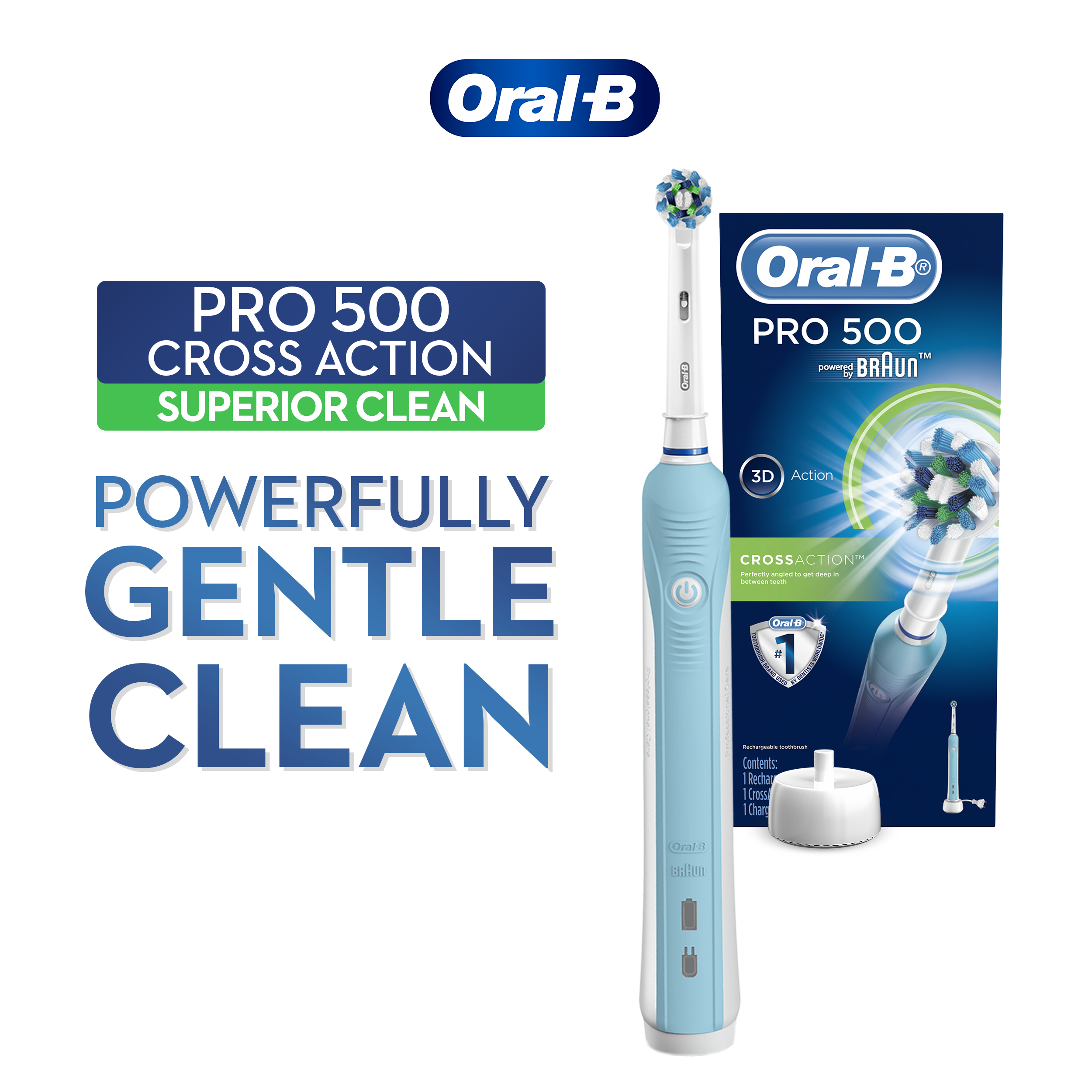 Oral-B Pro 500 CrossAction Electric Toothbrush Powered by Braun