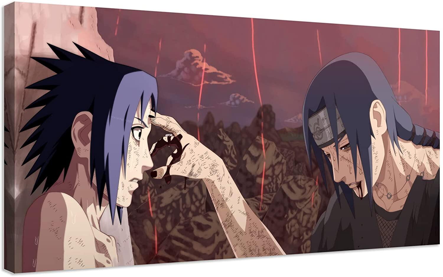 Placa Decorativa de Metal Itachi e Sasuke Uchiha: Naruto Classico