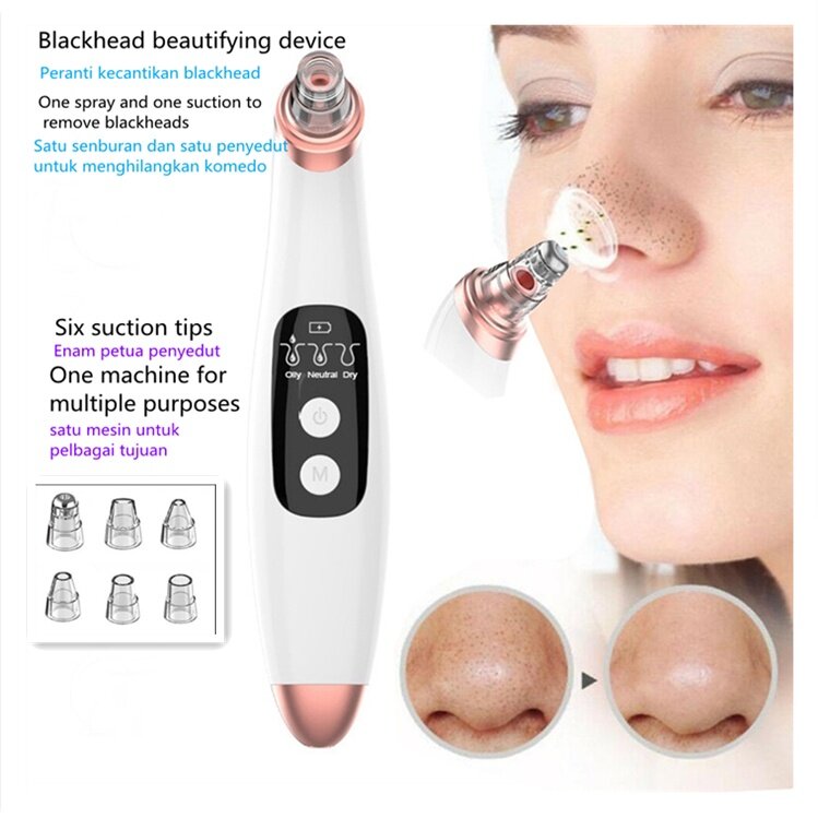 (Ready Stock) Blackhead Remover Vacuum Device - USB Electric Inhaler Blackhead Removal Pore Cleaner Suction Acne Spot Face Facial Skin Care Clean Cleaning Cleanser Lifting Machine