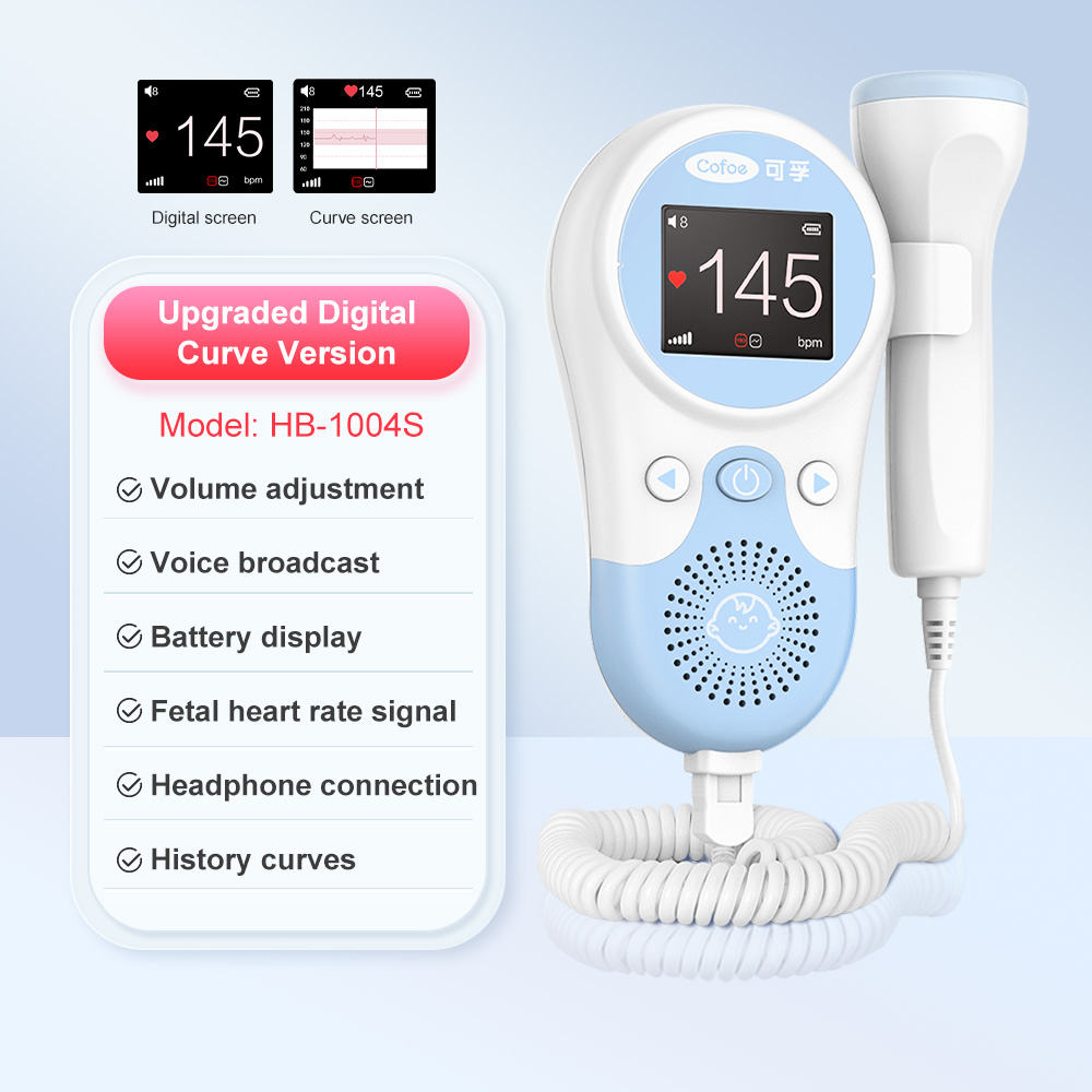 Cofoe Fetal Doppler Baby Heartbeat Detector Portable Pregnant Baby Ultrasound Heart Rate Monitor Pocket LCD Probe Vascular Doppler Stethoscope Baby Heartbeat Monitor Noise Reduction No Radiation