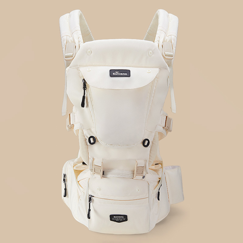 SUNVENO Multifunction Foldable Baby Carrier with Detachable Hip Seat 6 in 1 Ergonomic Baby Carrier with Headcover for Home Outdoor Travel 0-36 Months Babies Girls and Boys