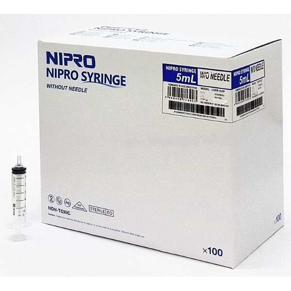 NIPRO SYRINGE (LUER SLIP) 5ml 100's