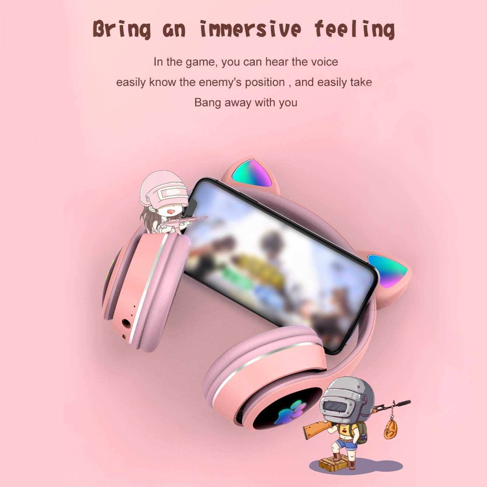 L400 Over Ear Music Headset Glowing Cat Ear Headphones 7 Color