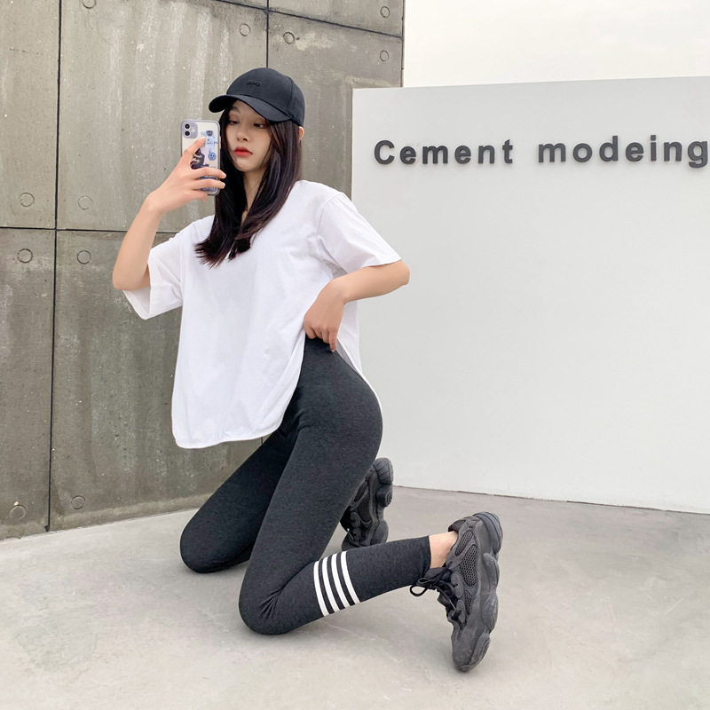 HOT apexb5 - Ms. Yiwu tb Four Bars Leggings Women's Outer Wear Thin Autumn Ankle-Length Pants Slimming Cotton Leggings Wholesale