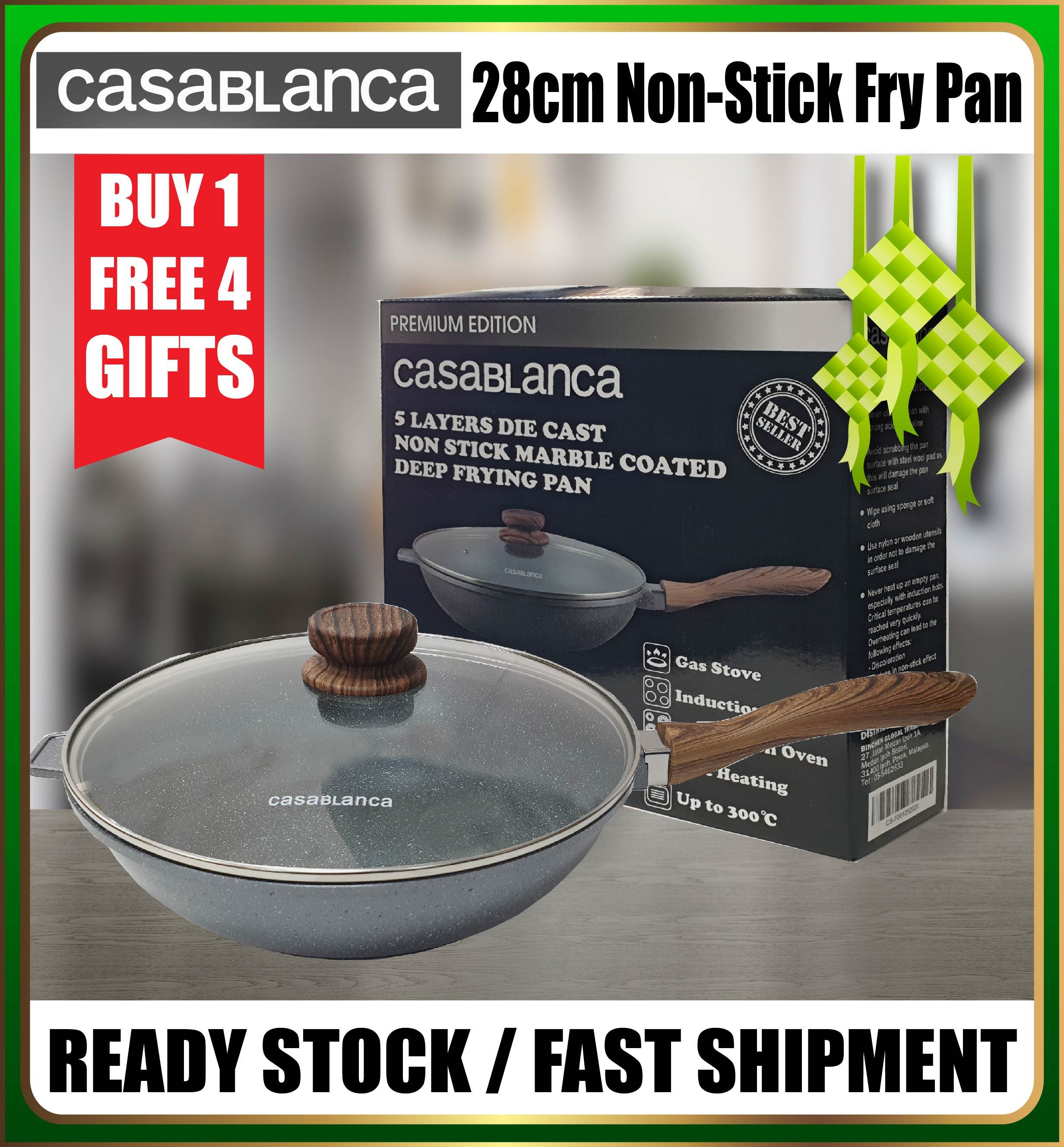 [RAMADAN BUY 1 FREE 4 GIFTS] Casablanca Frypan 28cm / 3.3L Aluminium Die-Cast Non Stick Frying Pan
