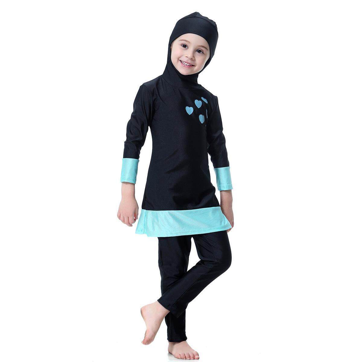 (AURAT DITUTUP) WJS Cute Islamic Swim Wear Kids Girls Muslim Swimwear ...