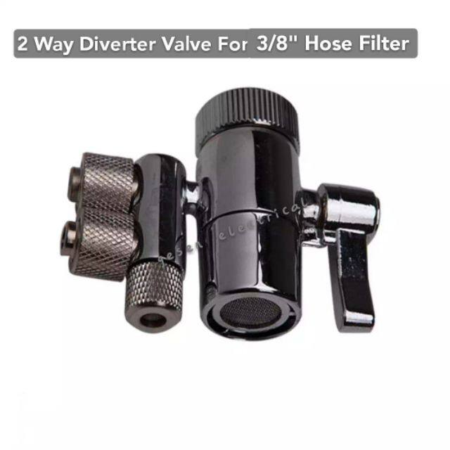 Stainless Steel Water Filter Diverter Valve 2 way For 3/8" Hose pipe Filter