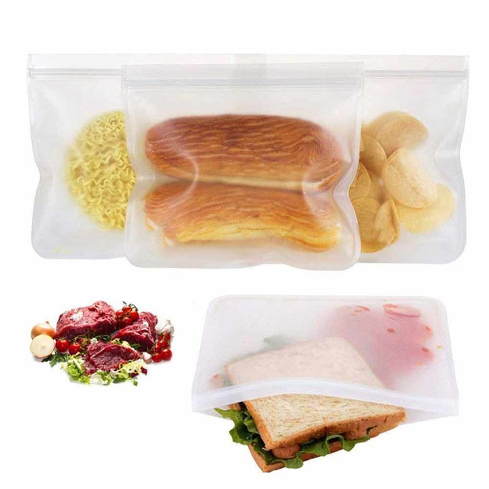 PEVA Food Storage Bags 10 Packs Leakproof Ecofriendly Reusable Food