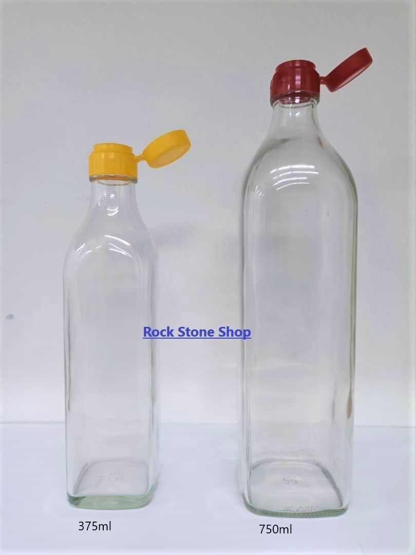 [48 Pcs] 375ml 750ml Square Glass Bottle for Soya Sauce Honey Oil w Punch In Cap | Balang Botol Kicap Madu Minyak | 精美酱油蜜糖玻璃瓶