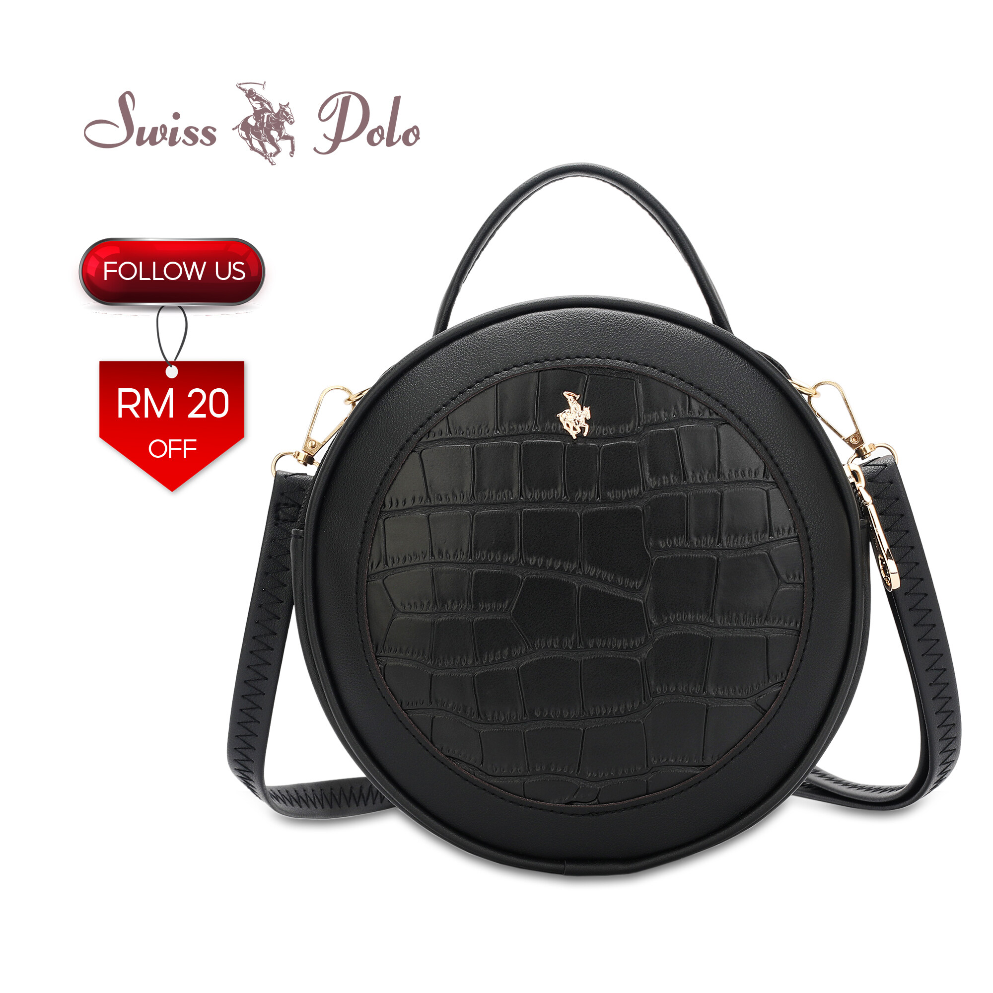 SWISS POLO Ladies Top Handle Sling Bag HFF 985-1 BLACK