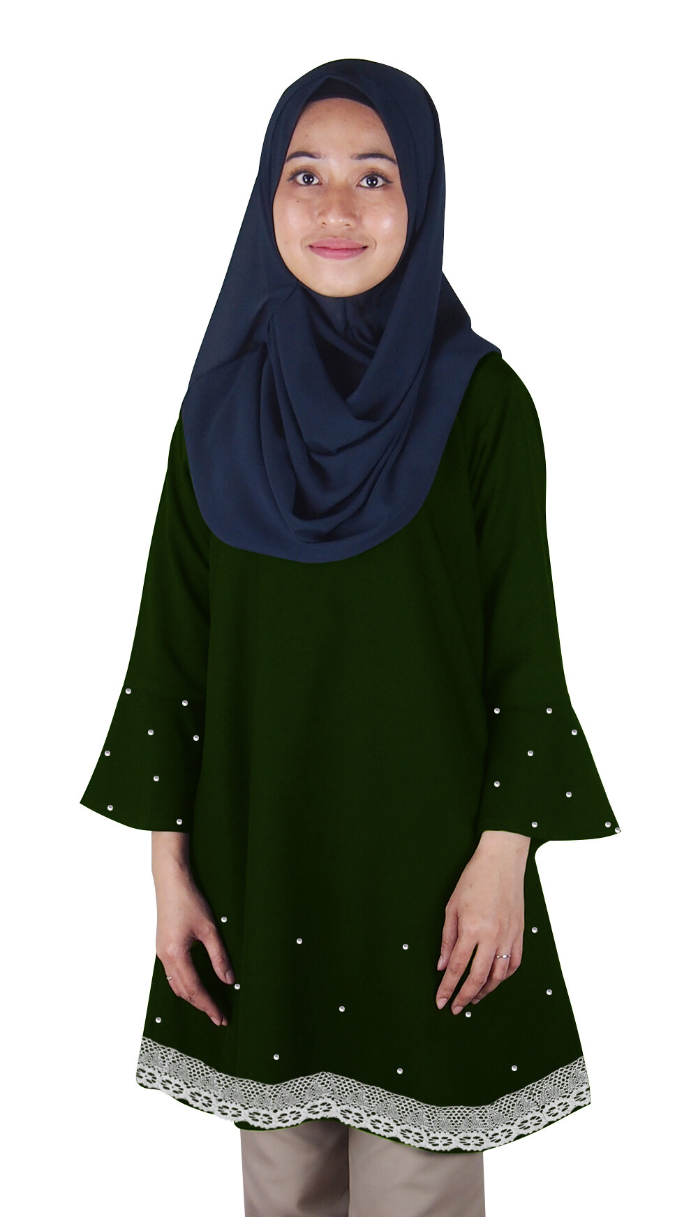 Women's Bell Sleeve Muslimah Blouse Lace Design - PAKEEZA