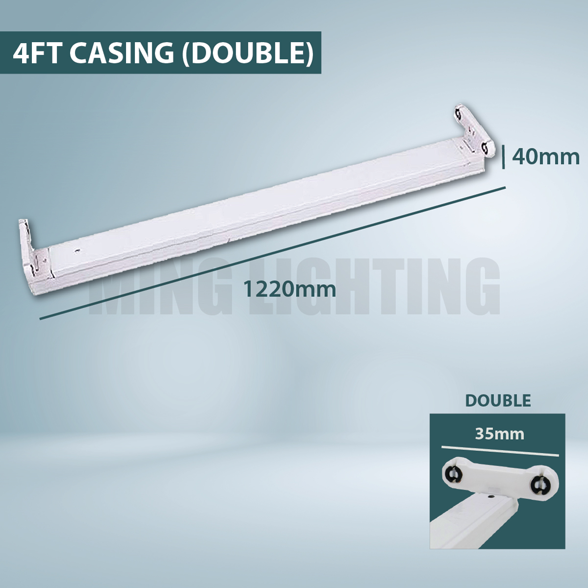 LED T8 Casing 2FT 4FT Kalimantang Single Double Fitting Light Tube Ceiling Wall Lighting Lampu Panjang Siling Dinding
