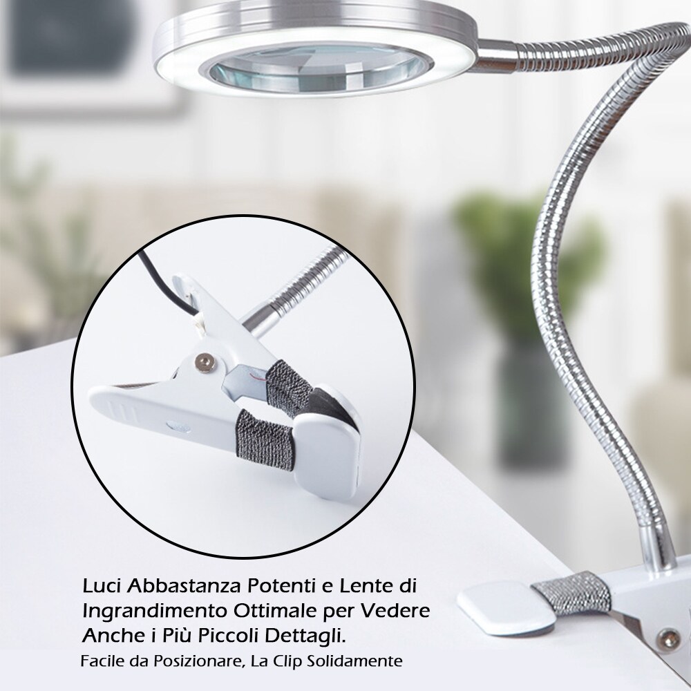 [Ruyi chiếu sáng] 8x Kính lúp Làm Đẹp Móng Tay Ánh sáng USB ánh sáng lạnh LED chống trượt thiết bị kẹp đèn bàn thuỷ tinh cho Beauty Salon bàn di động đèn