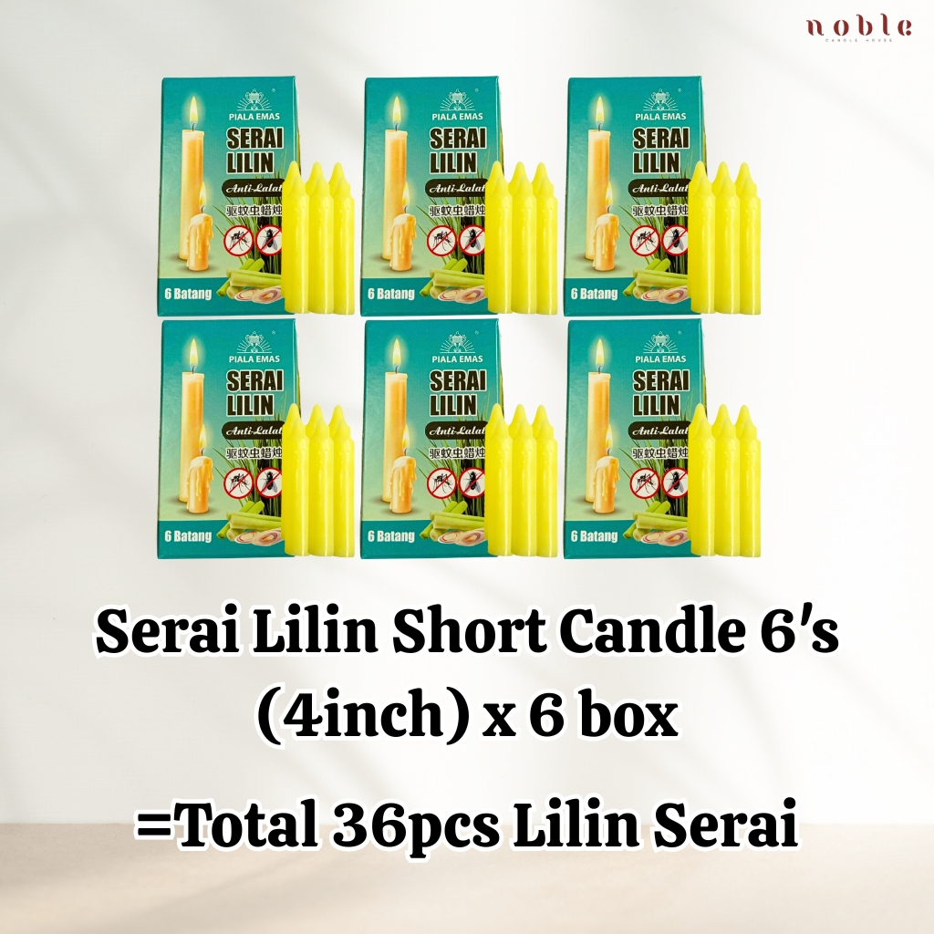Candle Citronella/ Serai Lilin Anti Lalat (4 inch/7.5 inch+/-) 6s/box