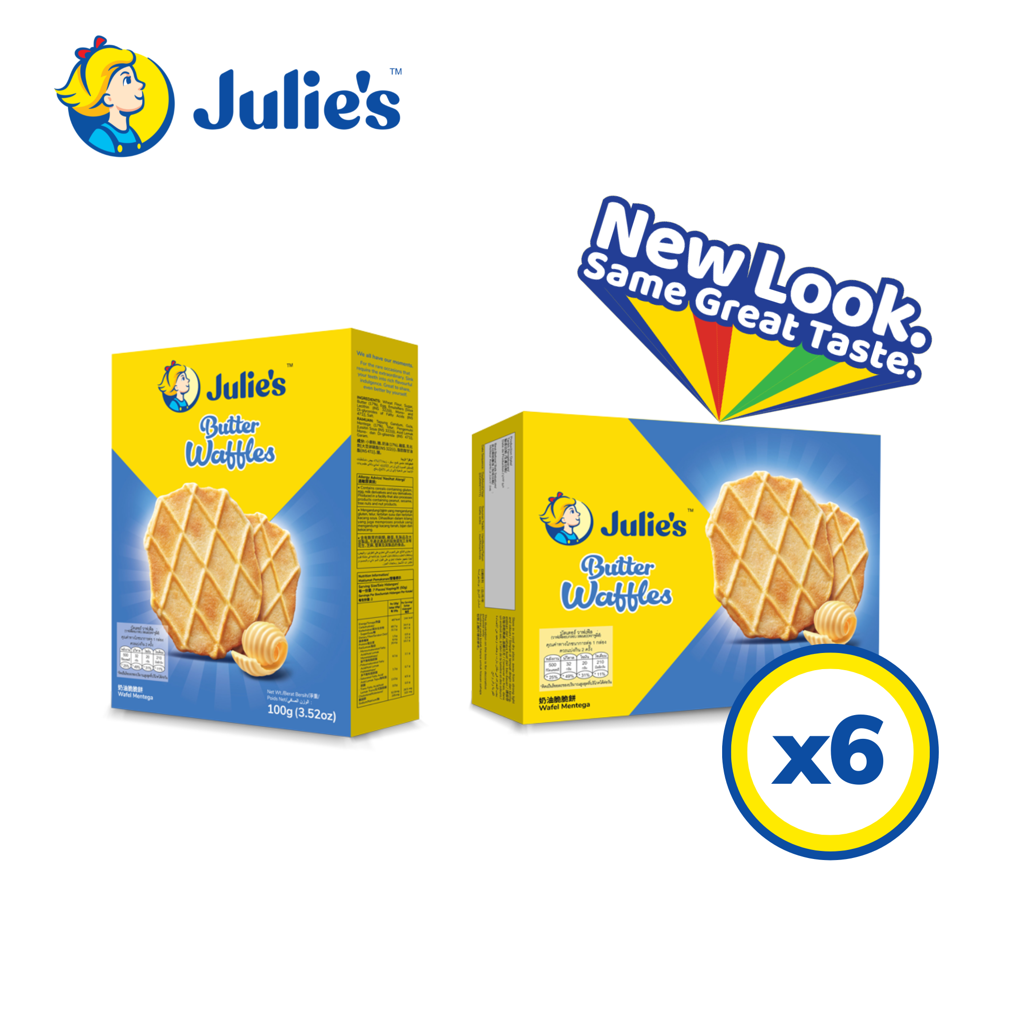 Julie’s Butter Waffles 100g x 6 packs