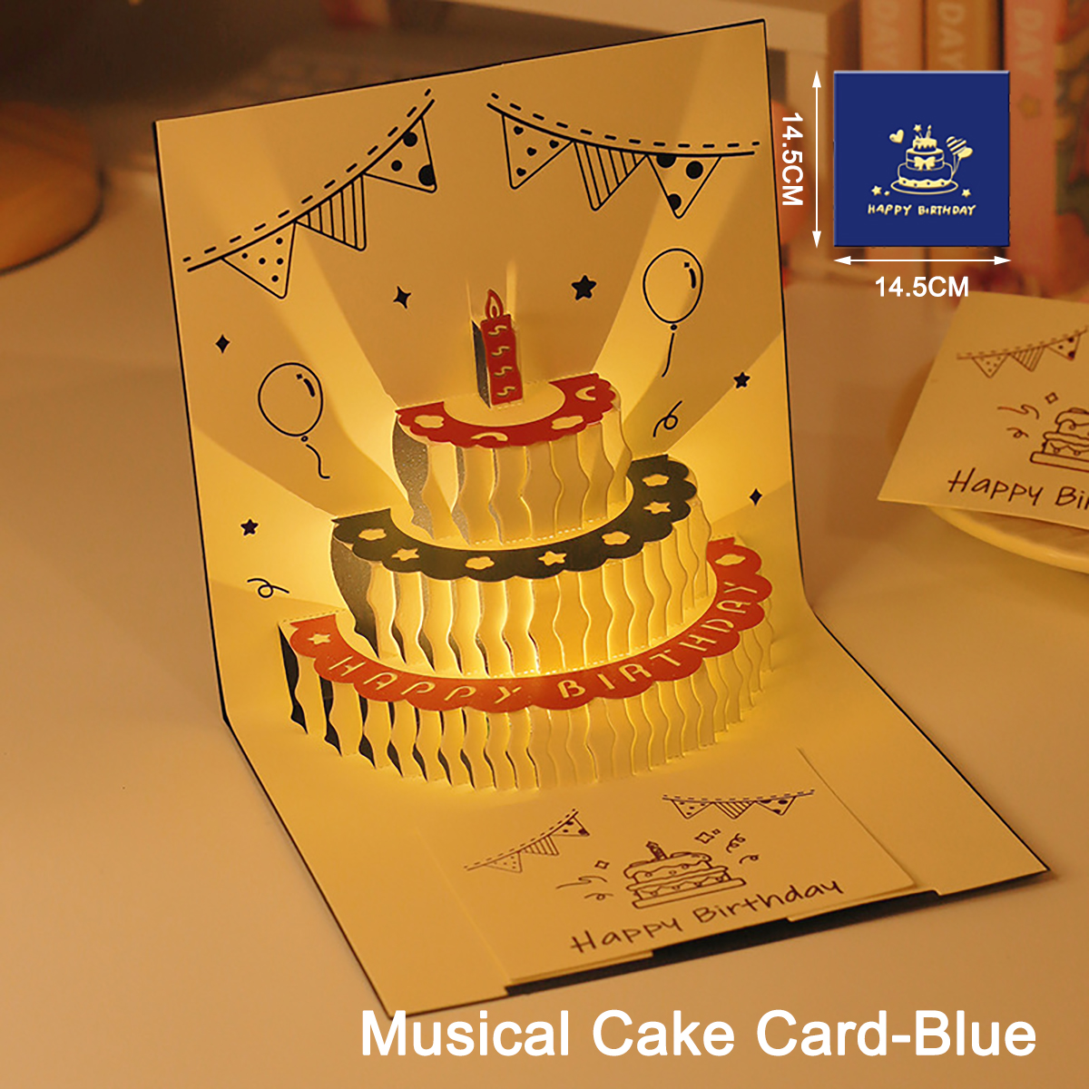 3D Pop Up Birthday Greeting Cards Auto Play Music Warm LED Light Birthday Cake Card Gifts For Mom Wife Sister Boy Girl Friends