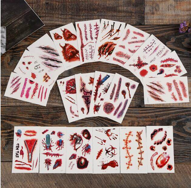 5/10 miếng dán vết sẹo khâu hình xăm dán Halloween dụng cụ tiệc trang trí Halloween tự làm