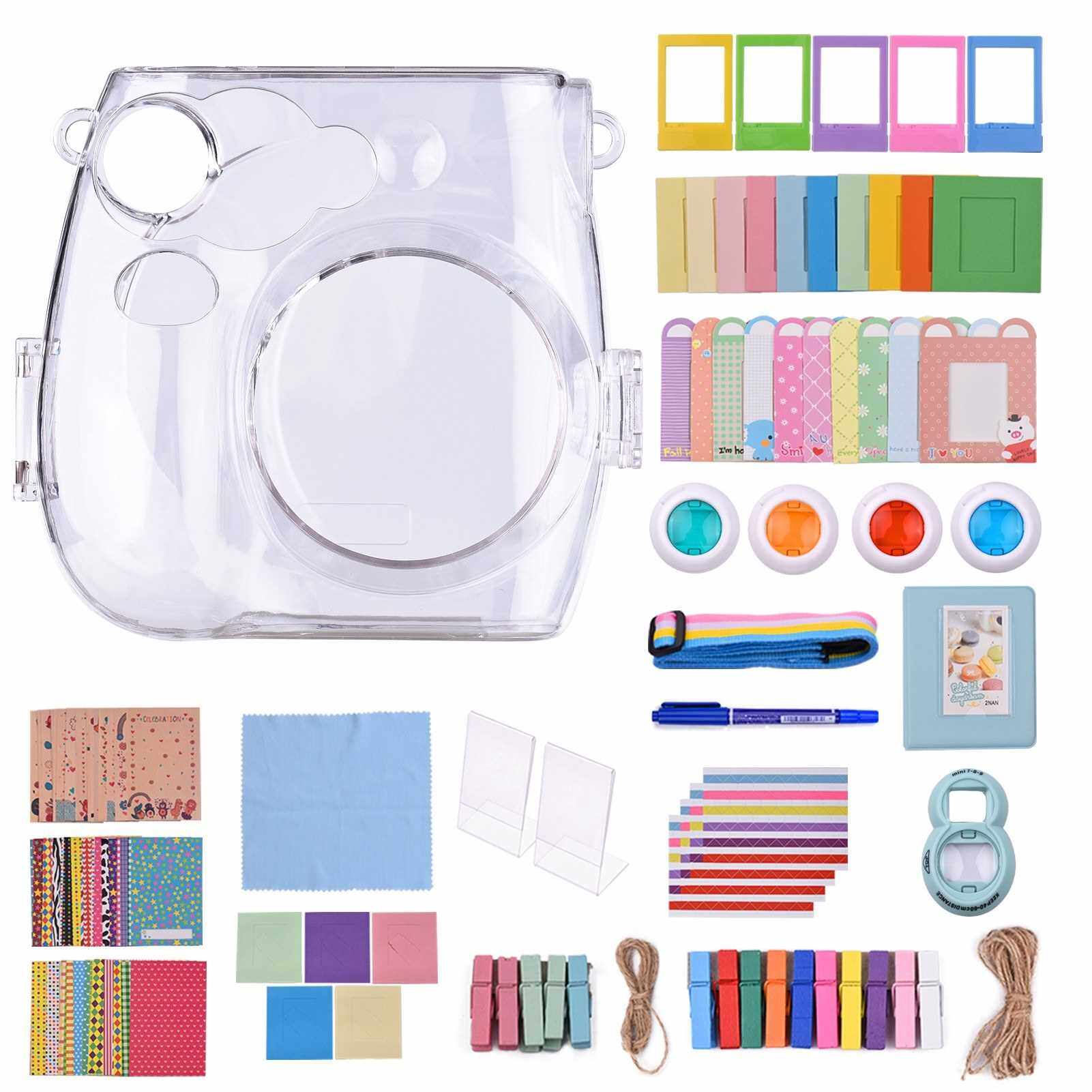 17-in-1 Instant Camera Accessories Kit Replacement for Fujifilm Instax Mini 7s/7c Instant Film Camera with Case/ Album/ Selfie Mirror/ Stickers/ Frames/ Lens Filter/ Lanyard and More (Standard)