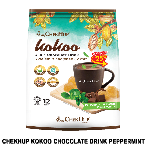 Chek Hup Kokoo Chocolate Drink with Peppermint (40g x 12s) | 3in1 Chocolate Drink