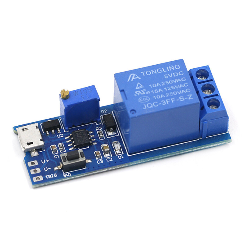 Micro độ trễ có thể điều chỉnh Relay kích hoạt công tắc hẹn giờ 5V-30V dùng nguồn USB mô-đun điều khiển hẹn giờ