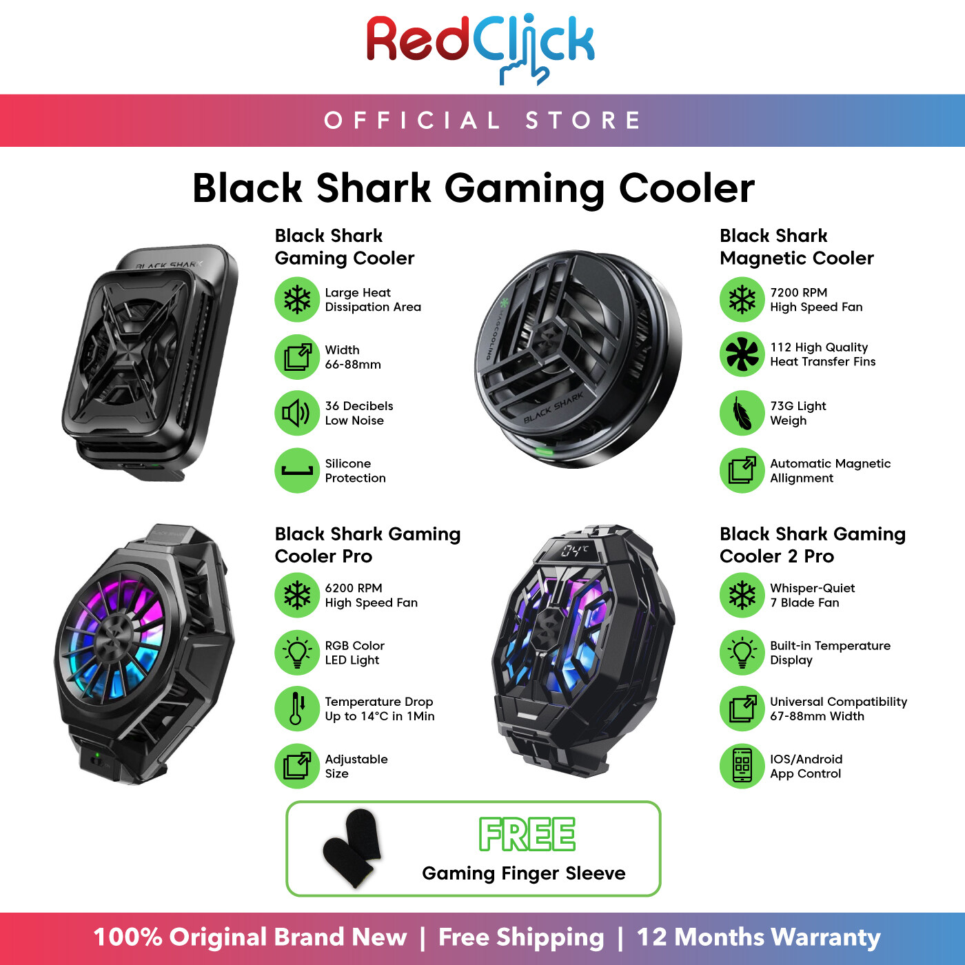 Xiaomi Original Black Shark Gaming Cooler Funcooler Pro + Free Gift