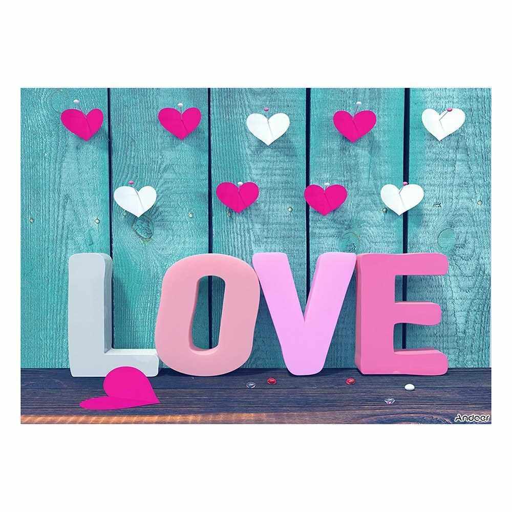 Andoer 1.5 * 2.1m/5 * 7ft Valentine's Day Photography Background Colorful Love Wood Wall Backdrop Photo Studio Pros (12)