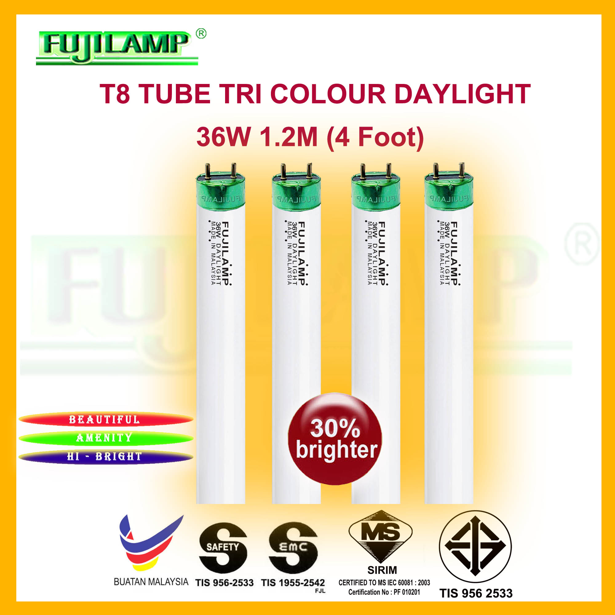 Lampu Kalimantan Fluorescent Lamp FL T8 TUBE 2FT 18W 4FT 36W TRI COLOUR