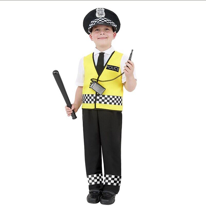 Childs Occupation police Costume Traffic police Vest & Cap Hat Costume