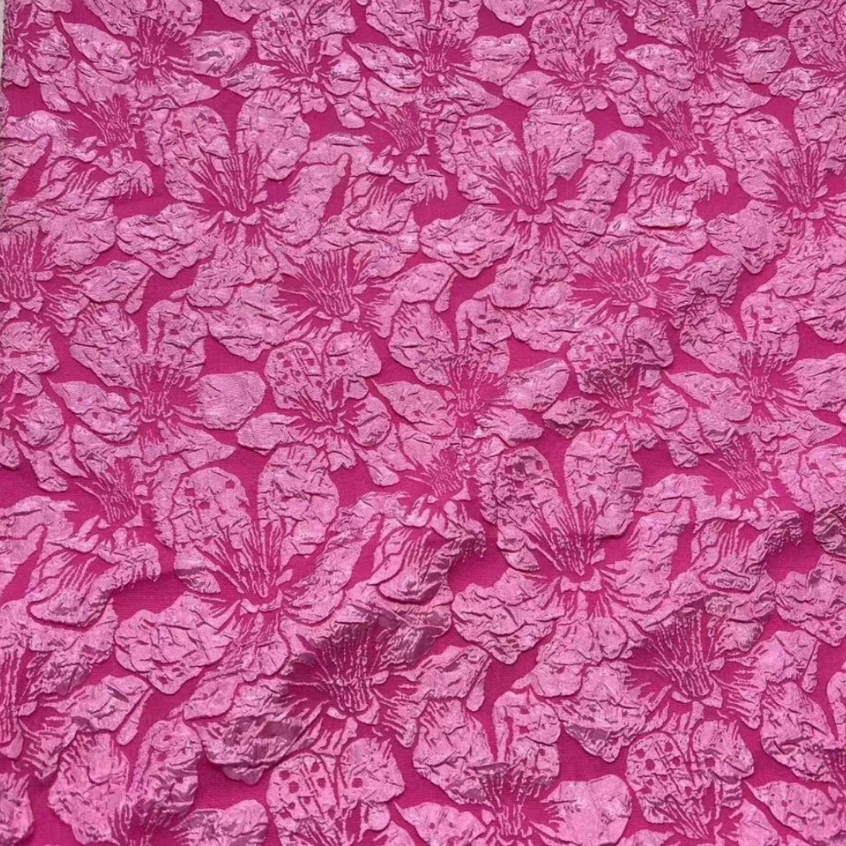 Bubble Jacquard Wrinkle Fabric Flower Jacquard Diy Bucket Hat Dress Autumn Fabric Half Yard TJ5862