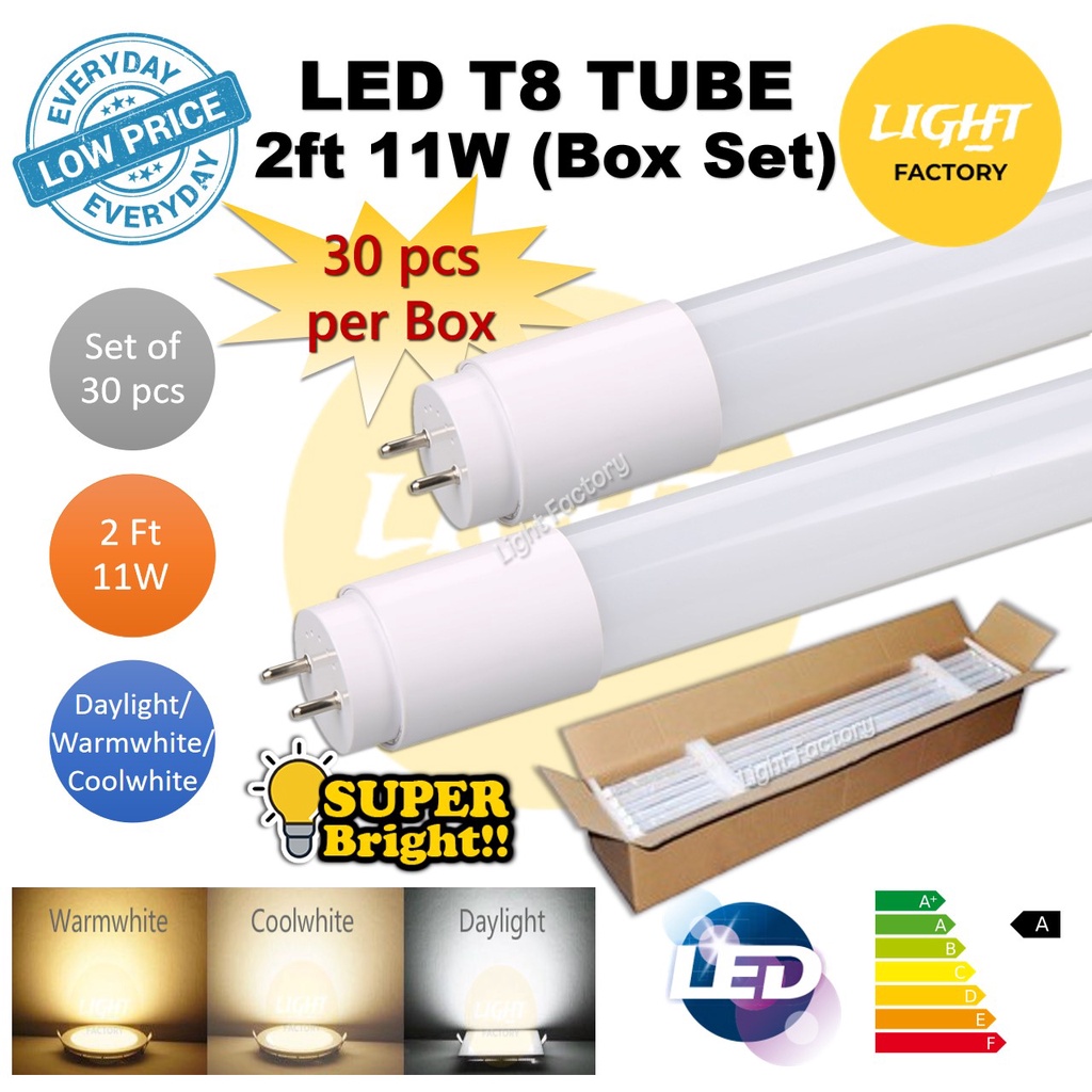 [BOX SET] HIGH QUALITY LED T8 Tube Light Upgraded 2 Feet 11W 4 Feet 22W 30W 35W 2ft 4ft Daylight / Coolwhite / Warmwhite