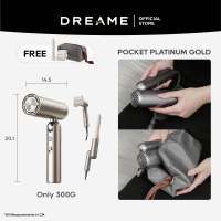 Dreame Pocket Hair Dryer | Foldable & Travel-Friendly | Free Travel Bag | 3-in-1 Curls Hide Flyaways High-Speed Drying | 70m/s Airspeed | 300M Negative Ions | Space Grey & Titanium Gold 追觅口袋折叠吹风机