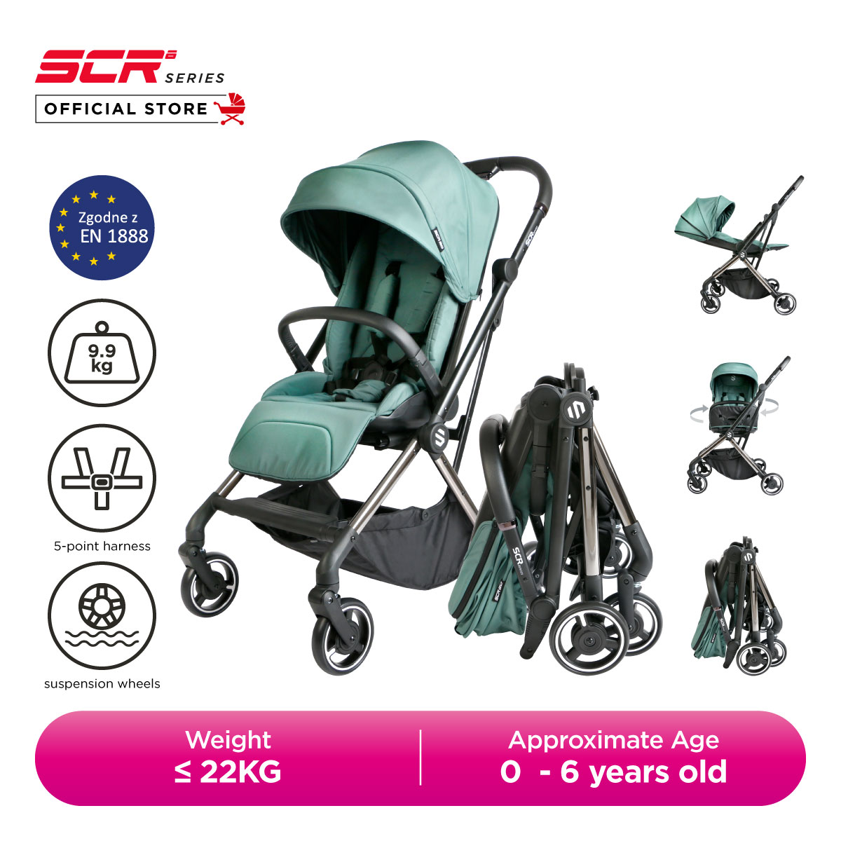 Sweet Cherry SCR Series Portable Compact Easy Folding 360 Rotation Baby Stroller SCR20 (A20)