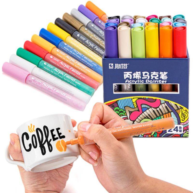 Bộ Bút Đánh Dấu Sơn Acrylic Bộ Bút Vẽ Cho Đá Thủy Tinh Gỗ 28 Màu
