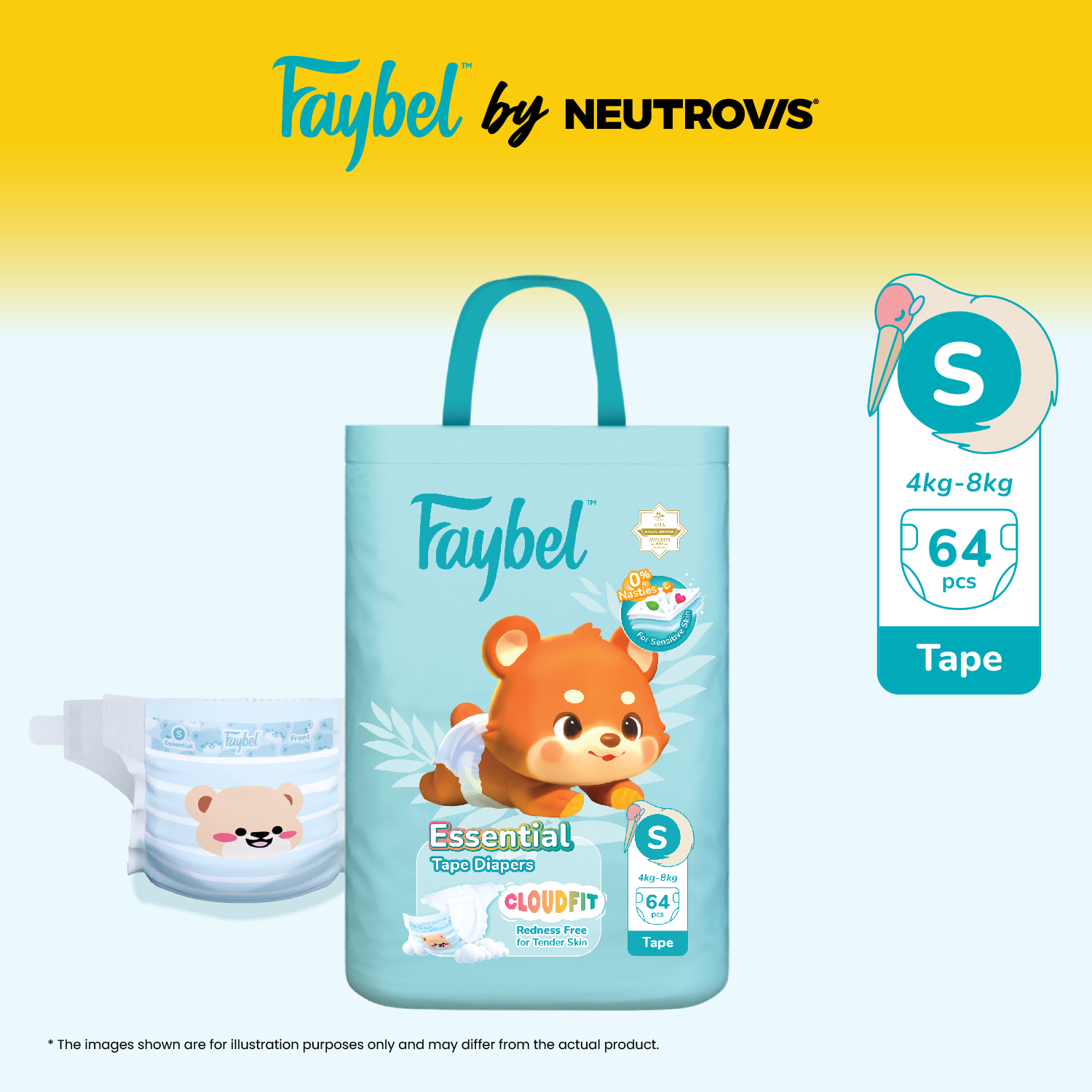 Faybel 12-Hours Dryness Essential Disposable Baby Diaper | PANTS & TAPE