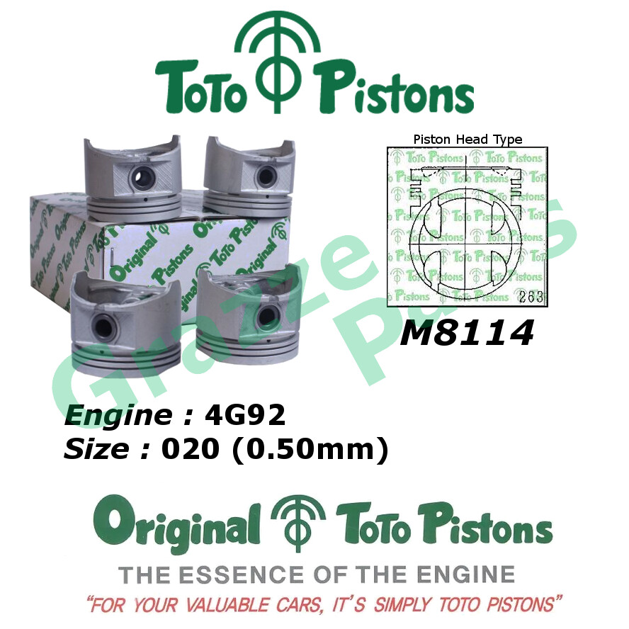 TOTO Piston Set 020 Size (0.50mm) M8114 for Proton Wira 1.6 4G92 (81.0mm)