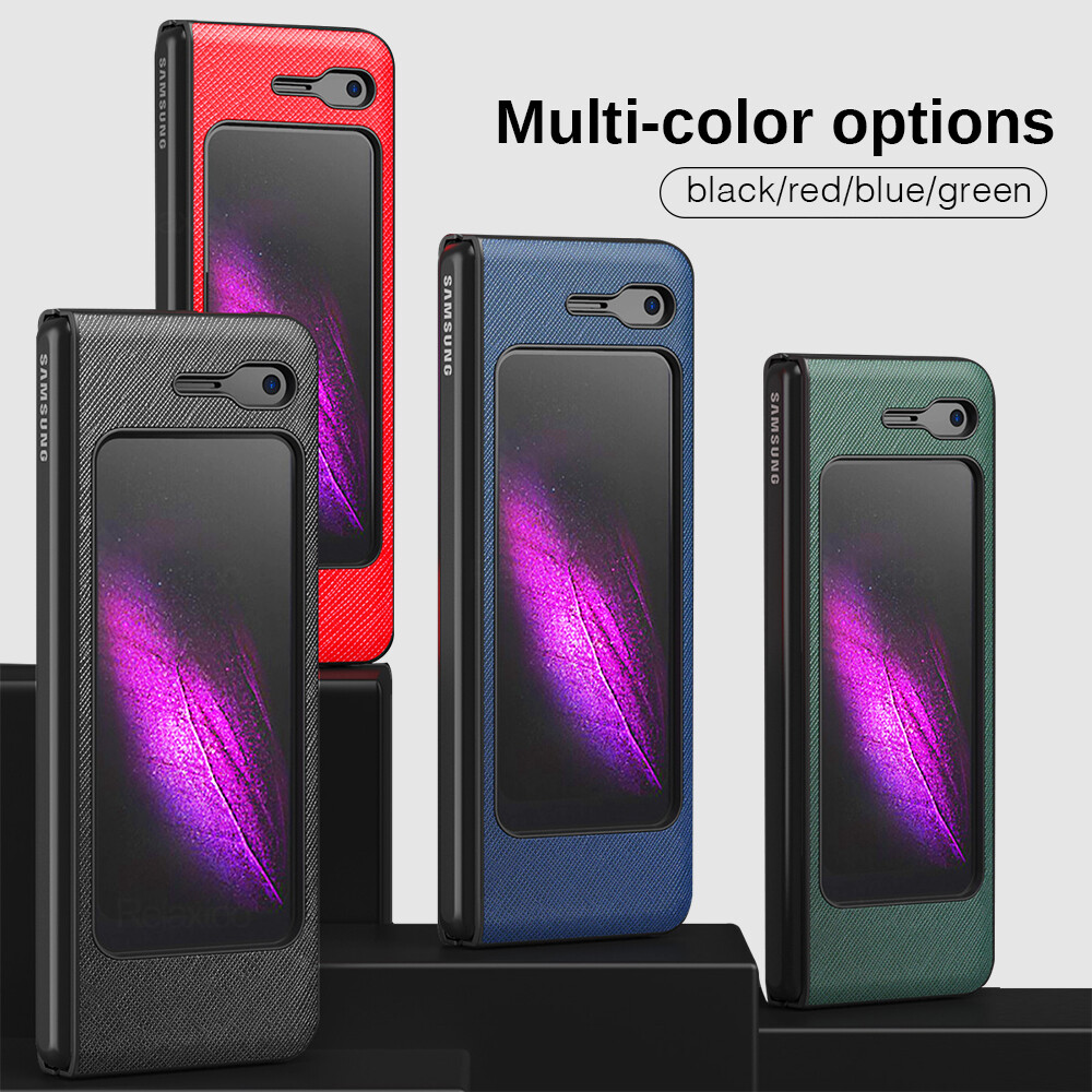 Gấp Da Trường Hợp Ốp Lưng Điện Thoại PC Mỏng Màu Mờ Sạc Không Dây Cho Samsung Galaxy Fold Ốp Bảo Vệ Chống Sốc Cứng Lai Cho Samsung Galaxy Fold (2019)