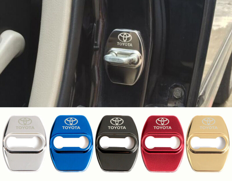 4 miếng nhôm dán khóa cửa ô tô trang trí nội thất miếng dán cho phụ tùng ô tô Toyota Chr Auris Rav4 Yaris Avensis
