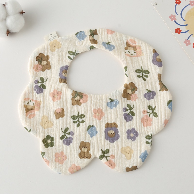 Super Absorbent Baby Bib Saliva Soft Towel Teething Saliva Bib With Button Pure Cotton Breathable Material Cute Bib 宝宝口水巾