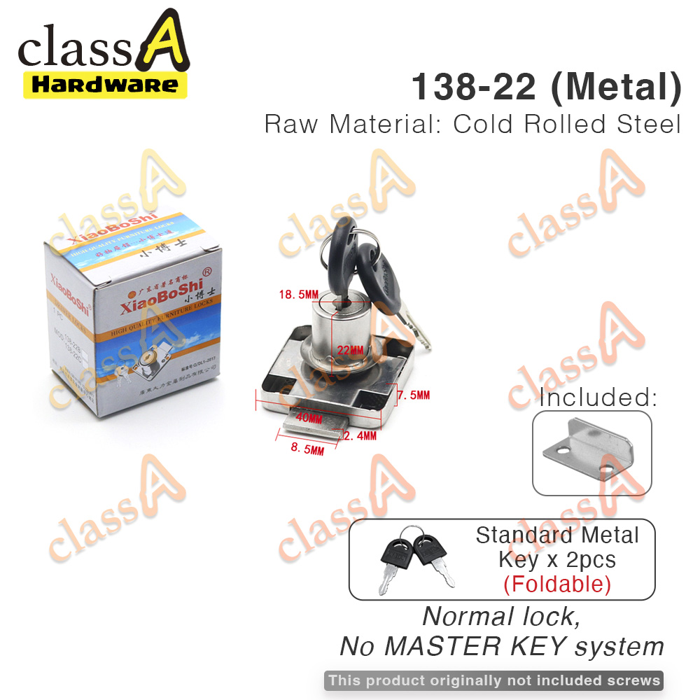 ClassAHW Square Drawer Lock Cabinet Wardrobe Security Set Kunci Almari Kabinet Lock Laci Meja Kounter 138-22 138-32