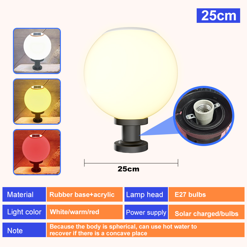 Aa-mall[5 Years Warranty] Solar LED Light Outdoor Garden Lighting Sensor Control Lamps Post Lamp Round Ball Rust Light Lantern Stainless Steel Garage Home Decor super bright outdoor gate light road light garden light wall light remote control two-color