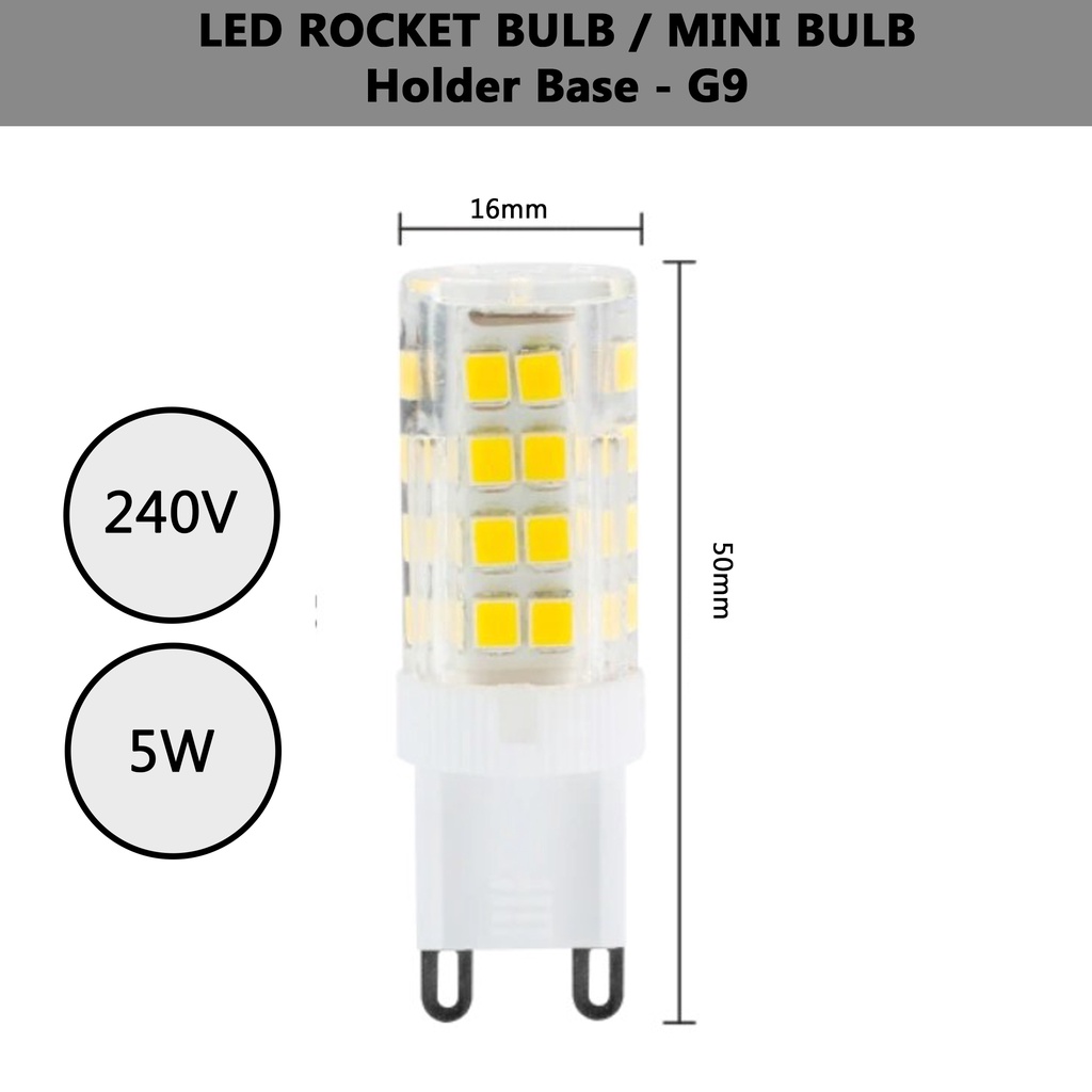 3H Lampu Mentol LED Mini Kapsul G4/G9/E12/E14 [1.5W/5W/7W] Rocket/Cylinder/Corn LED Bulb